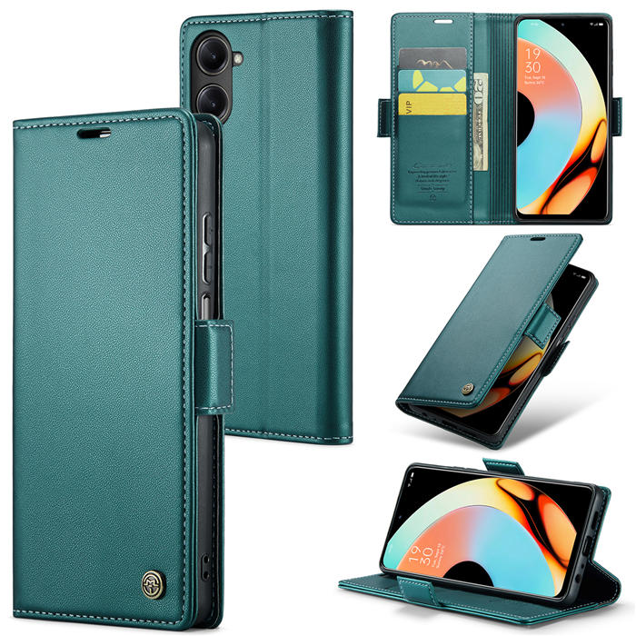 CaseMe OPPO Realme 10 Pro 5G Wallet RFID Blocking Magnetic Buckle Case Green