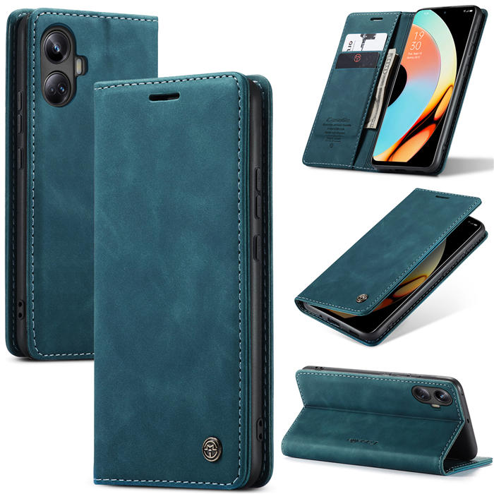 CaseMe OPPO Realme 10 Pro Plus Wallet Magnetic Suede Leather Case Blue - Click Image to Close