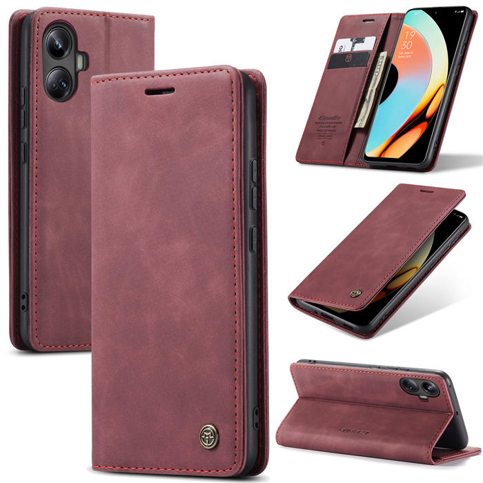 CaseMe OPPO Realme 10 Pro Plus Wallet Magnetic Suede Leather Case Red