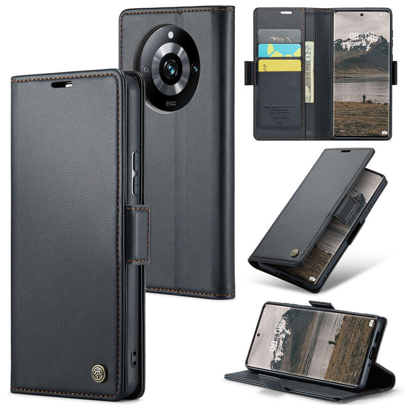 CaseMe OPPO Realme 11 Pro/Realme 11 Pro Plus Wallet RFID Blocking Magnetic Buckle Case Black
