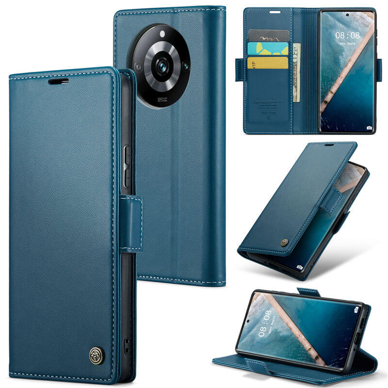 CaseMe OPPO Realme 11 Pro/Realme 11 Pro Plus Wallet RFID Blocking Magnetic Buckle Case Blue