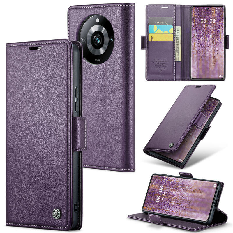 CaseMe OPPO Realme 11 Pro/Realme 11 Pro Plus Wallet RFID Blocking Magnetic Buckle Case Purple