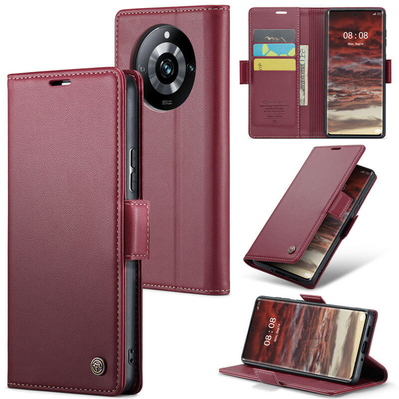 CaseMe OPPO Realme 11 Pro/Realme 11 Pro Plus Wallet RFID Blocking Magnetic Buckle Case Red