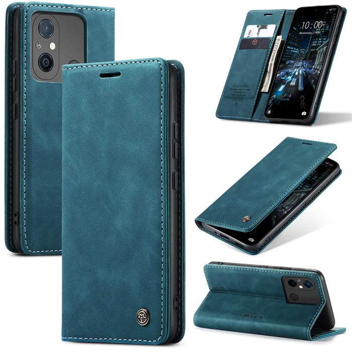 CaseMe Xiaomi Redmi 11A/12C Wallet Suede Leather Case Blue - Click Image to Close