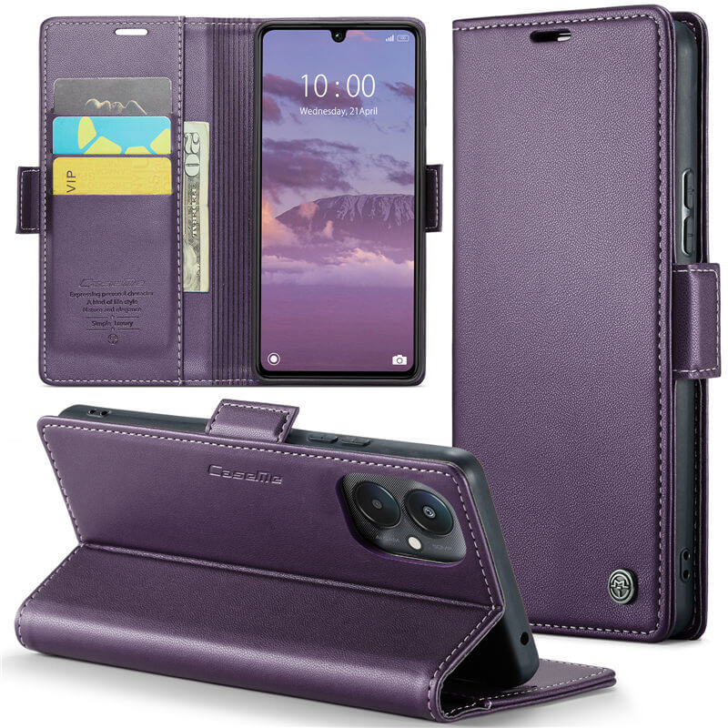 CaseMe Xiaomi Redmi 13C Wallet RFID Blocking Magnetic Buckle Case Purple