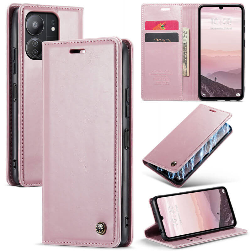 CaseMe Xiaomi Redmi 13C Luxury Wallet Magnetic Case Pink - Click Image to Close