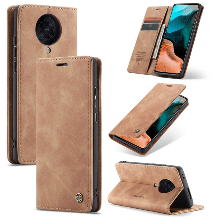 CaseMe Xiaomi Redmi K30 Pro Wallet Kickstand Flip Case Brown