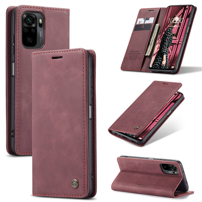 CaseMe Xiaomi Redmi Note 10 4G/Note 10S Wallet Magnetic Case Red - Click Image to Close