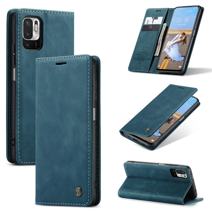 CaseMe Xiaomi Redmi Note 10 5G Wallet Kickstand Case Blue - Click Image to Close