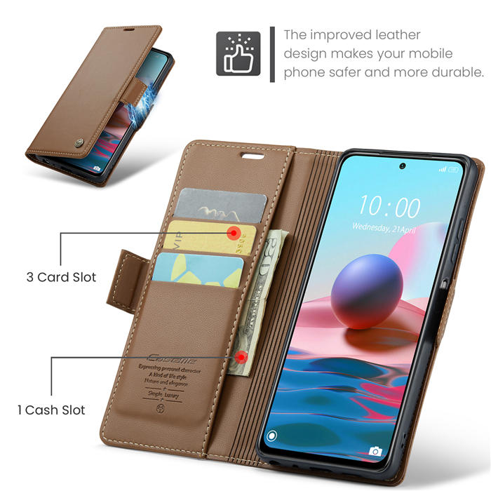 CaseMe Xiaomi Redmi Note 10 4G/Note 10S Wallet RFID Blocking Magnetic Buckle Case