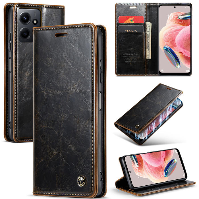 CaseMe Xiaomi Redmi Note 12 4G Wallet Luxury Leather Case Coffee - Click Image to Close