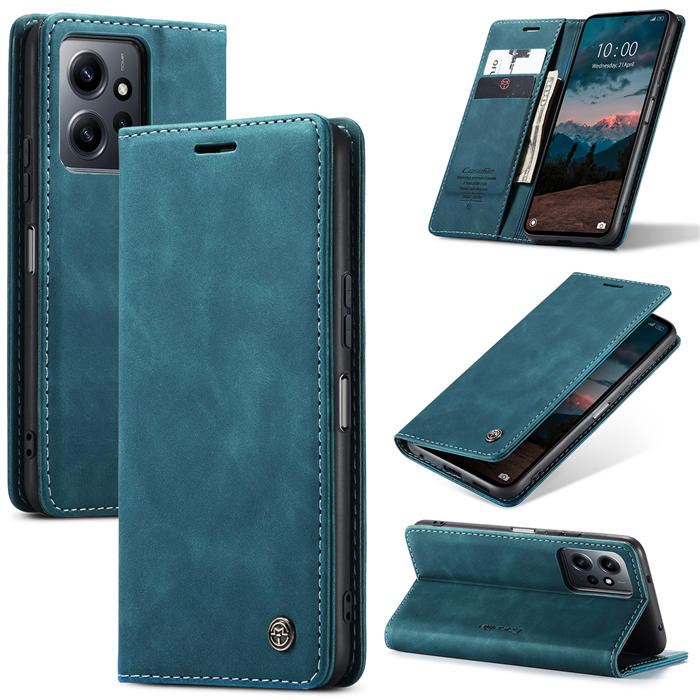 CaseMe Xiaomi Redmi Note 12 4G Wallet Suede Leather Case Blue - Click Image to Close