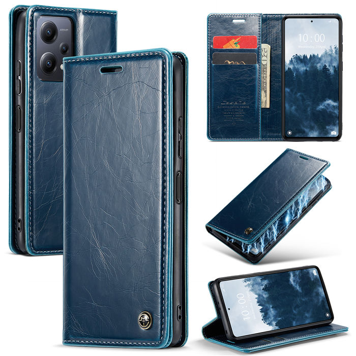 CaseMe Xiaomi POCO X5 5G Wallet Luxury Case Blue - Click Image to Close