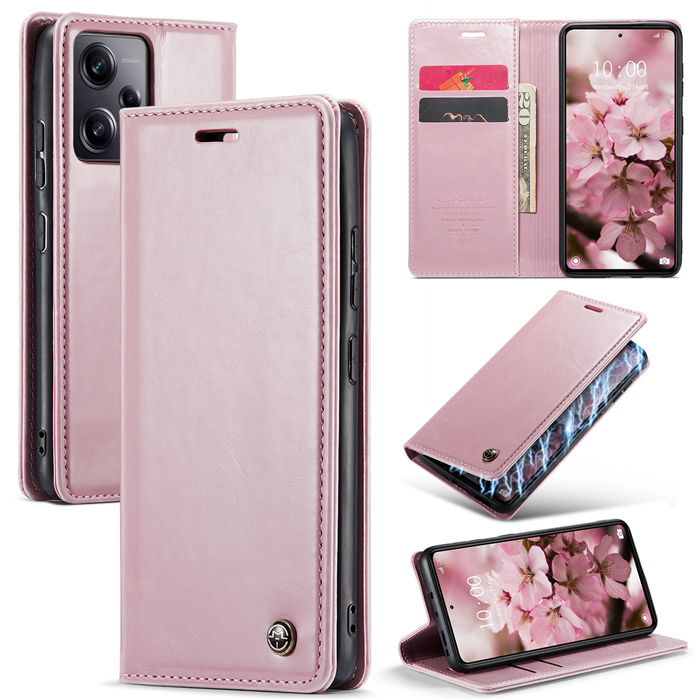 CaseMe Xiaomi Redmi Note 12 Pro Plus 5G Wallet Luxury Case Pink
