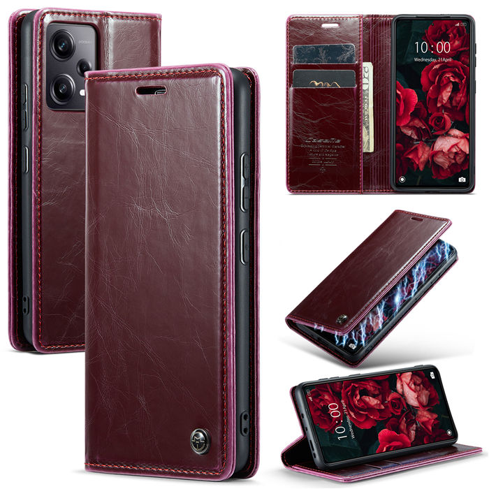 CaseMe Xiaomi Redmi Note 12 Pro Plus 5G Wallet Luxury Case Red