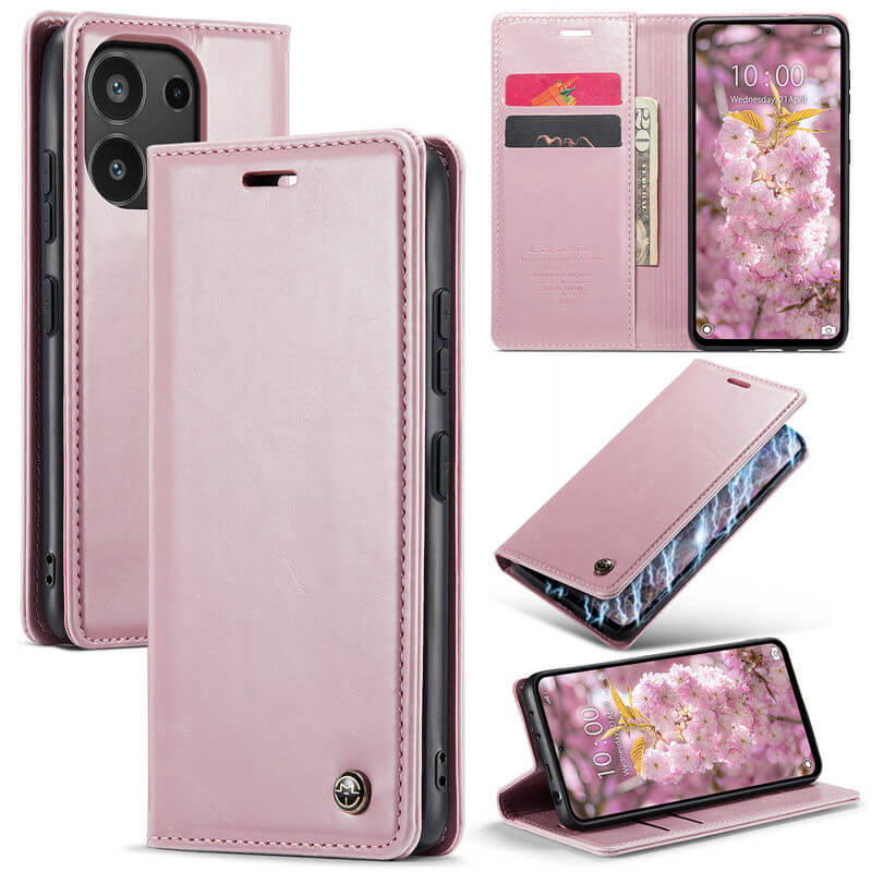 CaseMe Xiaomi Redmi Note 13 4G Luxury Wallet Magnetic Case Pink - Click Image to Close