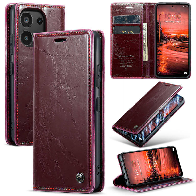 CaseMe Xiaomi Redmi Note 13 4G Luxury Wallet Magnetic Case Red - Click Image to Close