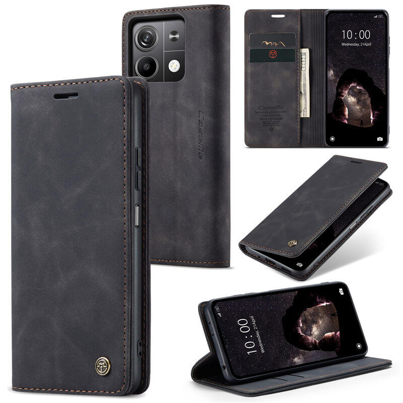 CaseMe Xiaomi Redmi Note 13 5G Wallet Suede Leather Case Black