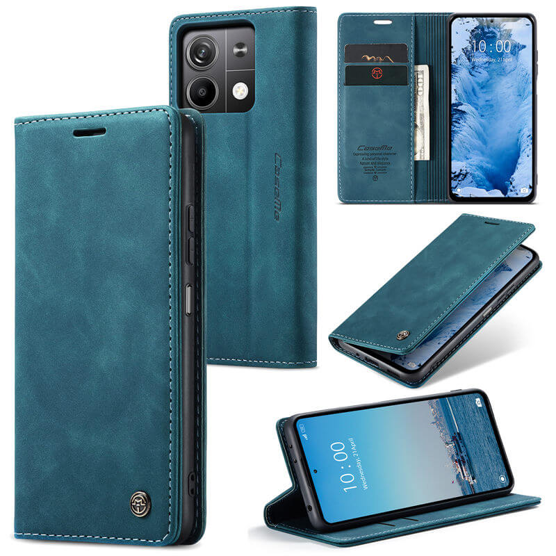CaseMe Xiaomi Redmi Note 13 5G Wallet Suede Leather Case Blue