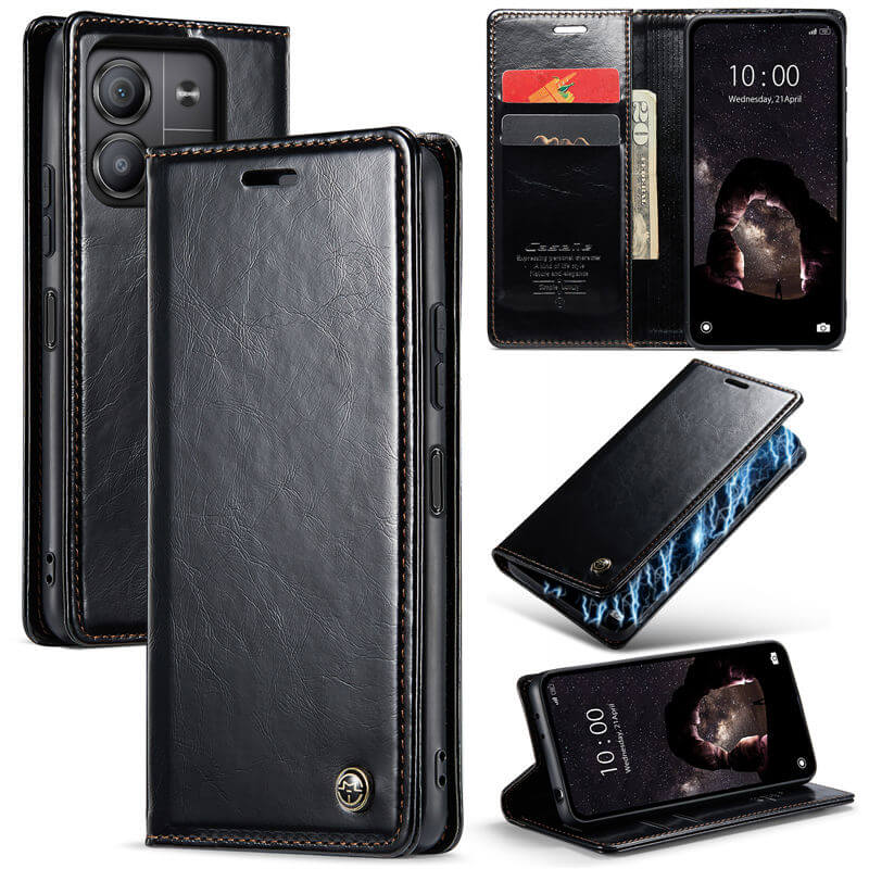 CaseMe Xiaomi Redmi Note 13 5G Luxury Wallet Magnetic Case Black