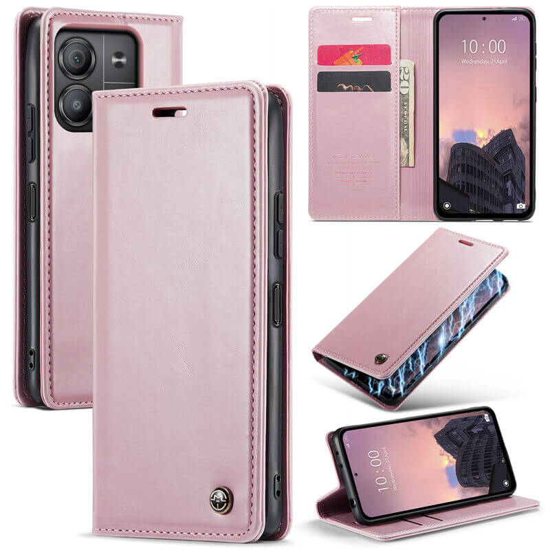 CaseMe Xiaomi Redmi Note 13 5G Luxury Wallet Magnetic Case Pink - Click Image to Close