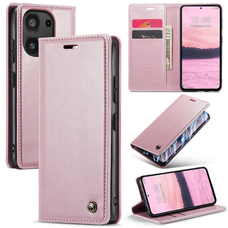 CaseMe Xiaomi Redmi Note 13 Pro 4G Luxury Wallet Magnetic Case Pink