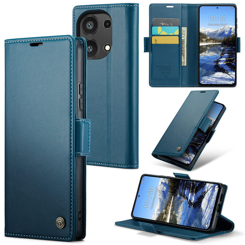 CaseMe Xiaomi Redmi Note 13 Pro 4G Wallet RFID Blocking Magnetic Buckle Case Blue