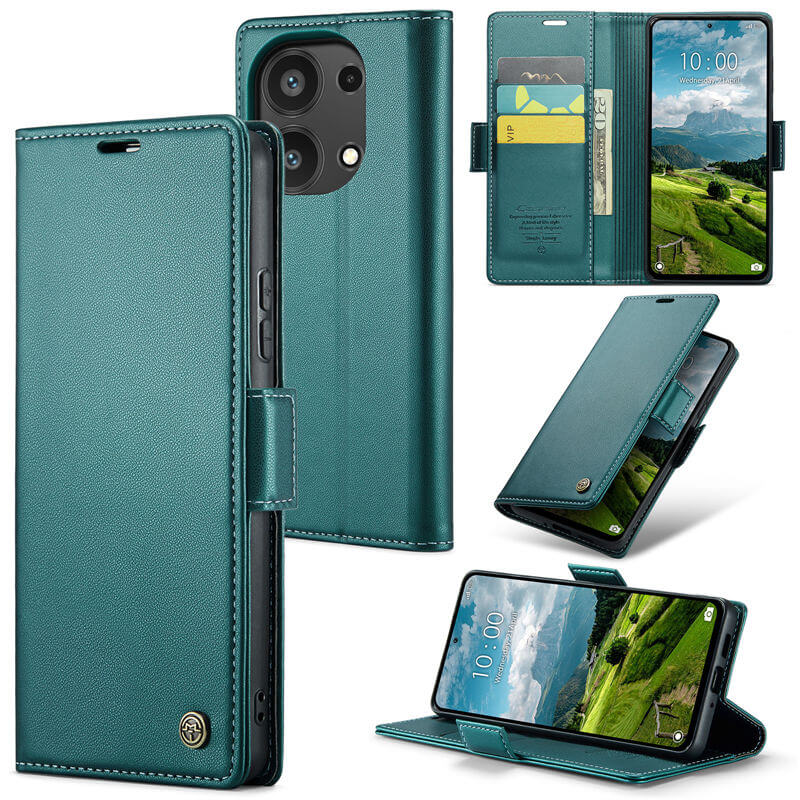 CaseMe Xiaomi Redmi Note 13 Pro 4G Wallet RFID Blocking Magnetic Buckle Case Green