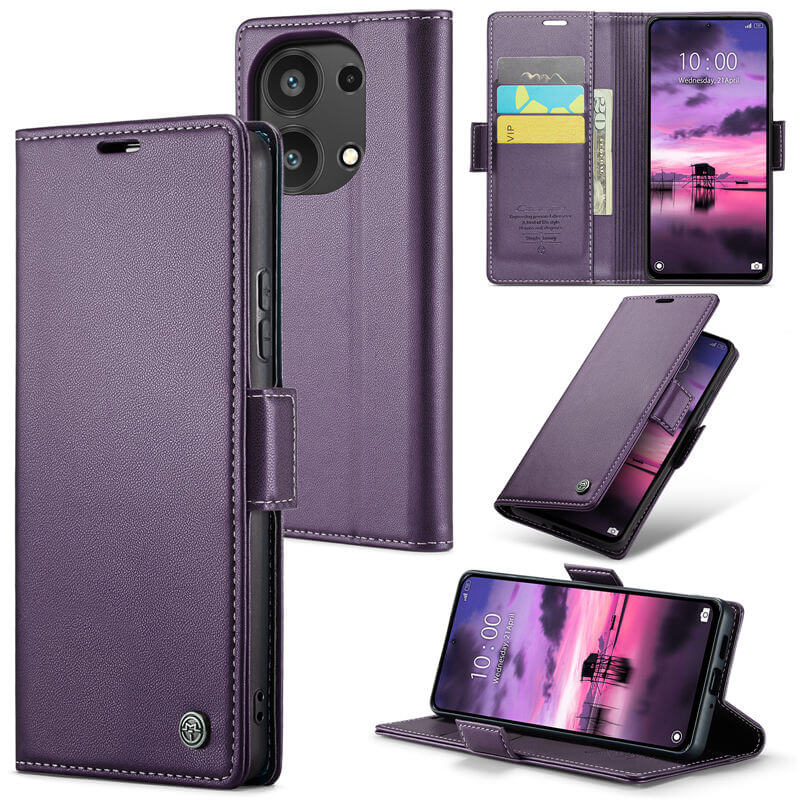 CaseMe Xiaomi Redmi Note 13 Pro 4G Wallet RFID Blocking Magnetic Buckle Case Purple