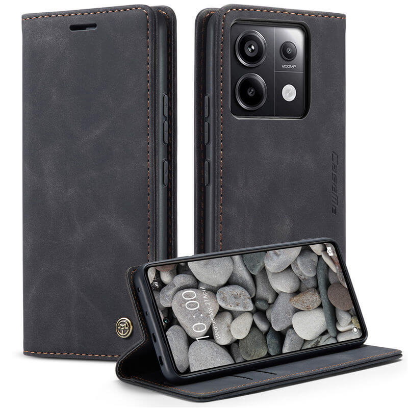 CaseMe Xiaomi Redmi Note 13 Pro 5G Wallet Suede Leather Case Black