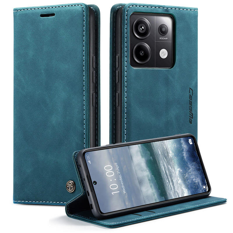 CaseMe Xiaomi Redmi Note 13 Pro 5G Wallet Suede Leather Case Blue - Click Image to Close