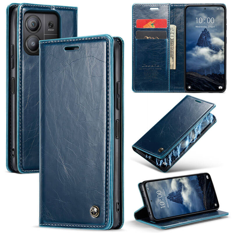 CaseMe Xiaomi Redmi Note 13 Pro 5G Luxury Wallet Magnetic Case Blue - Click Image to Close