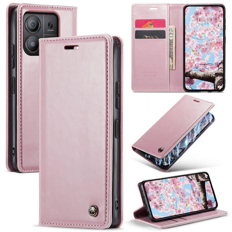 CaseMe Xiaomi Redmi Note 13 Pro 5G Luxury Wallet Magnetic Case Pink - Click Image to Close