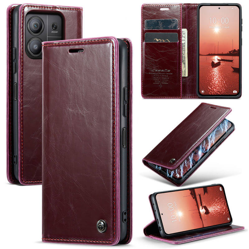 CaseMe Xiaomi Redmi Note 13 Pro 5G Luxury Wallet Magnetic Case Red - Click Image to Close