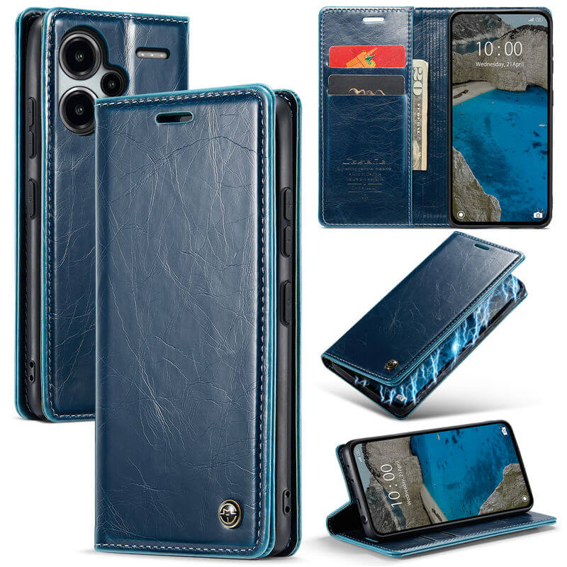 CaseMe Xiaomi Redmi Note 13 Pro Plus 5G Luxury Wallet Magnetic Case Blue
