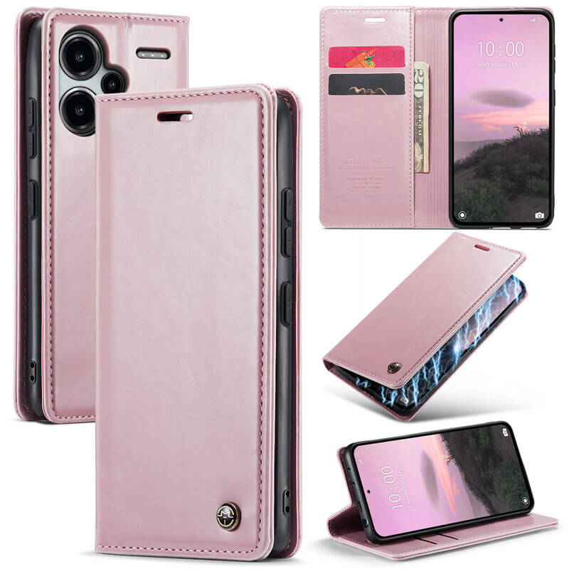 CaseMe Xiaomi Redmi Note 13 Pro Plus 5G Luxury Wallet Magnetic Case Pink