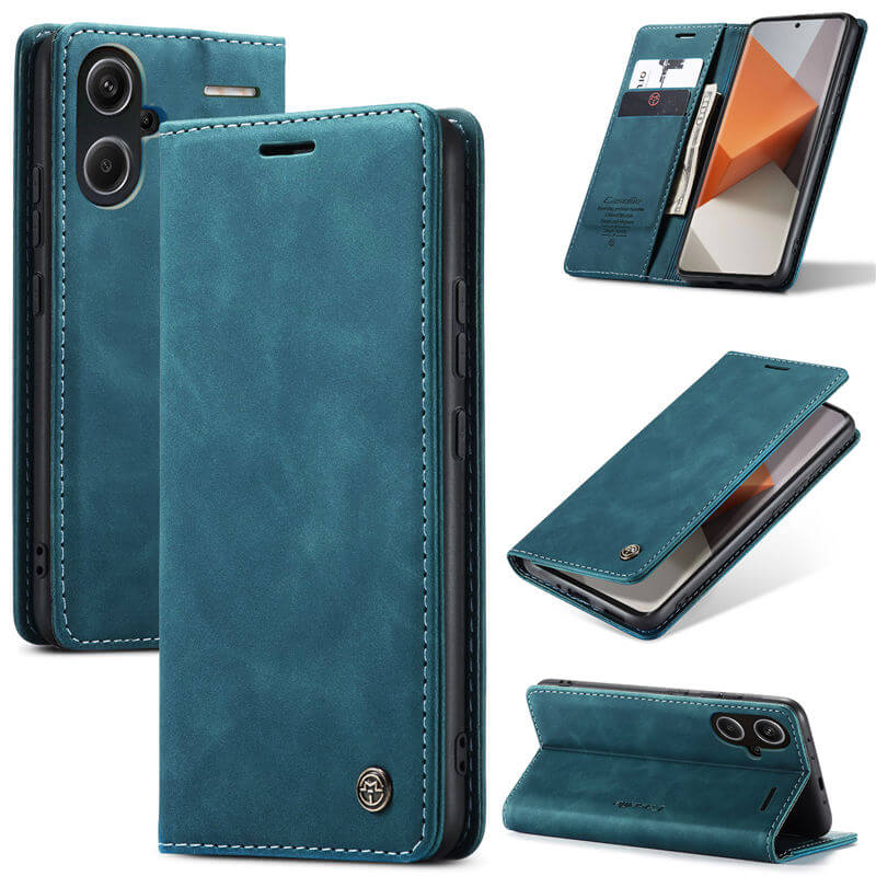 CaseMe Xiaomi Redmi Note 13 Pro Plus 5G Wallet Suede Leather Case Blue