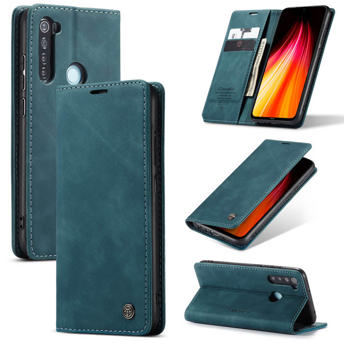 CaseMe Xiaomi Redmi Note 8 Wallet Kickstand Magnetic Case Blue - Click Image to Close