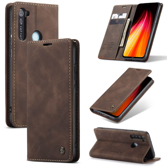 CaseMe Xiaomi Redmi Note 8 Wallet Kickstand Magnetic Case Coffee