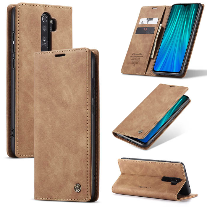CaseMe Xiaomi Redmi Note 8 Pro Wallet Kickstand Magnetic Case Brown