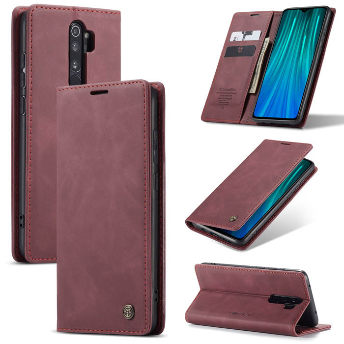 CaseMe Xiaomi Redmi Note 8 Pro Wallet Kickstand Magnetic Case Red
