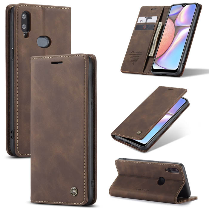 CaseMe Samsung Galaxy A10S Wallet Kickstand Magnetic Case Coffee - Click Image to Close