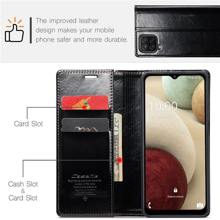 CaseMe Samsung Galaxy A12 Wallet Kickstand Magnetic Flip Case