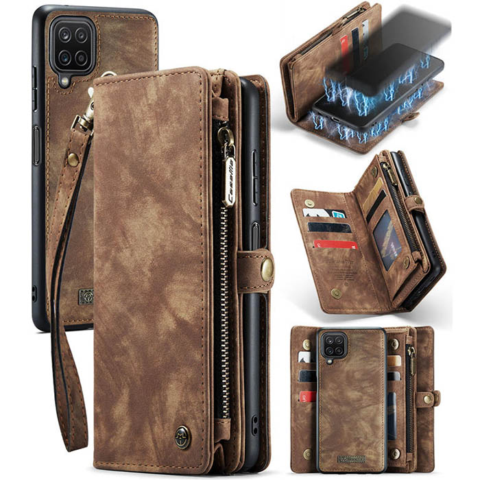 CaseMe Samsung Galaxy A12 5G Wallet Case with Wrist Strap Coffee - Click Image to Close