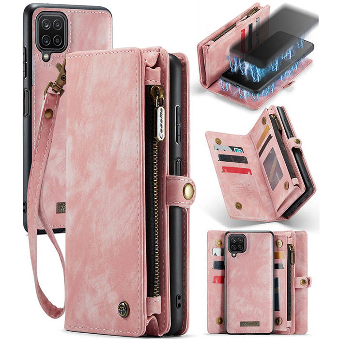 CaseMe Samsung Galaxy A12 5G Wallet Case with Wrist Strap Pink - Click Image to Close