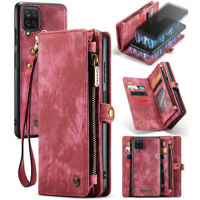 CaseMe Samsung Galaxy A12 5G Wallet Case with Wrist Strap Red - Click Image to Close