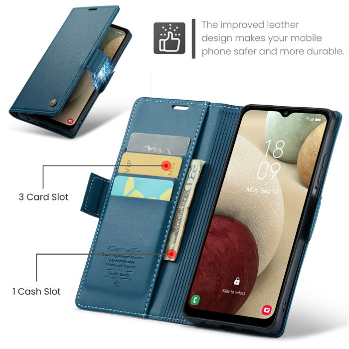 CaseMe Samsung Galaxy A12 5G Wallet RFID Blocking Magnetic Buckle Case