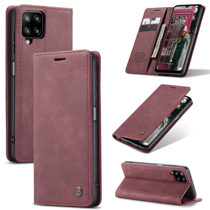 CaseMe Samsung Galaxy A12 5G Wallet Kickstand Magnetic Case Red - Click Image to Close