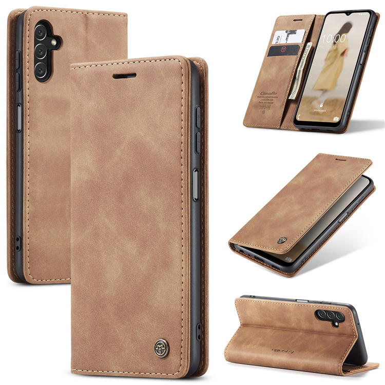 CaseMe Samsung Galaxy A13 5G Wallet Magnetic Case Brown - Click Image to Close