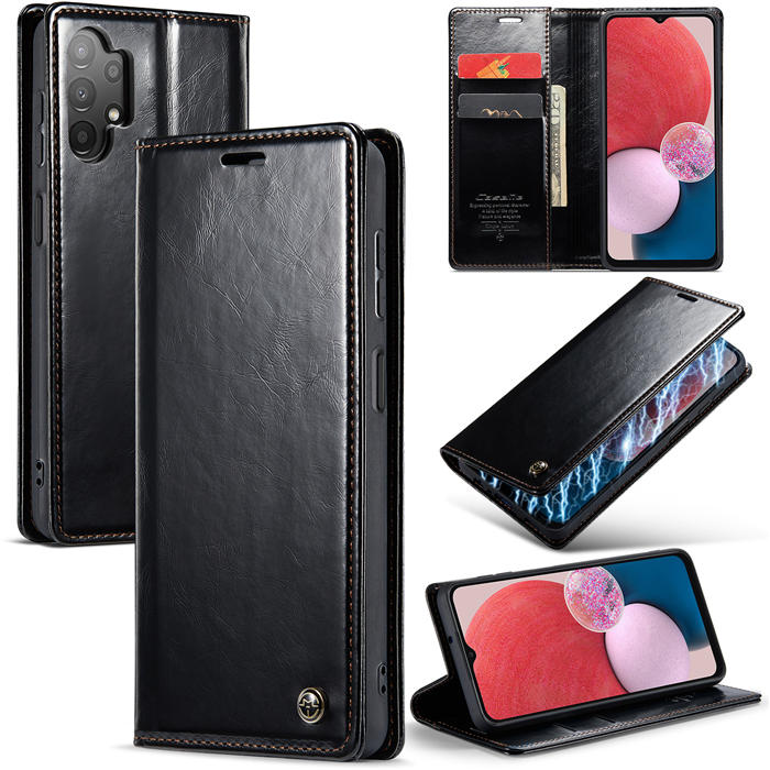 CaseMe Samsung Galaxy A13 Wallet Kickstand Magnetic Case Black - Click Image to Close